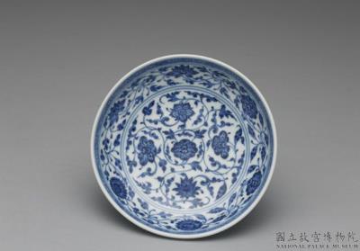 图片[3]-Dish with Indian lotus scrolls in underglaze blue, Qing dynasty, Qianlong reign (1736-1795)-China Archive